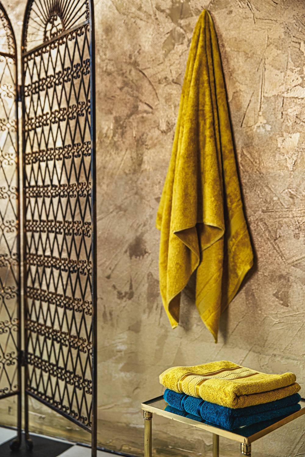 Bambuko pluošto vonios rankšluostis/rinkinys “Miro” geltona