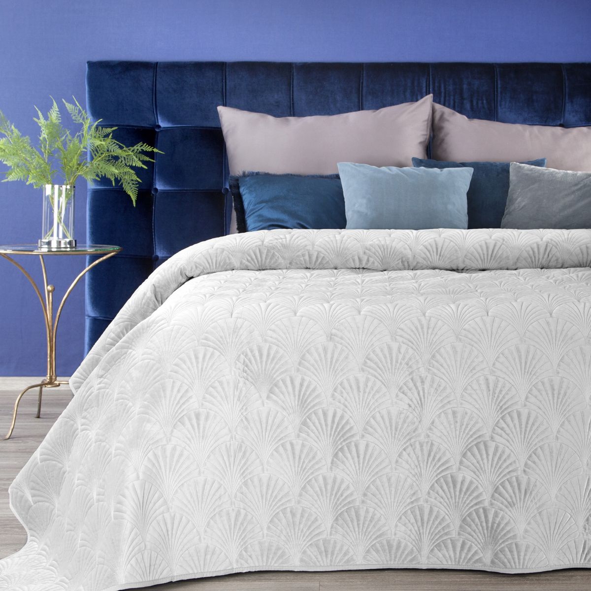 Aksominė lovatiesė “RIA2” white su/be pagalvėlių užvalkalais