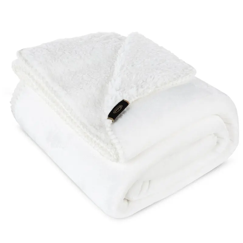 Dvipusis pledas boucle „Tedy” PREMIUM white įvairių dydžių