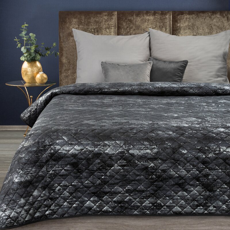 Aksominė lovatiesė “Blink3” black-silver su/be pagalvėlių užvalkalais