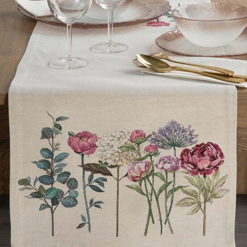 Stalo takelis su medvilne “Laukų gėlė I” 45×140 cm