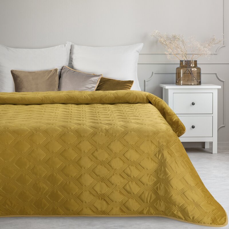 Aksominė lovatiesė “Sofia”5 mustard įvairių dydžių